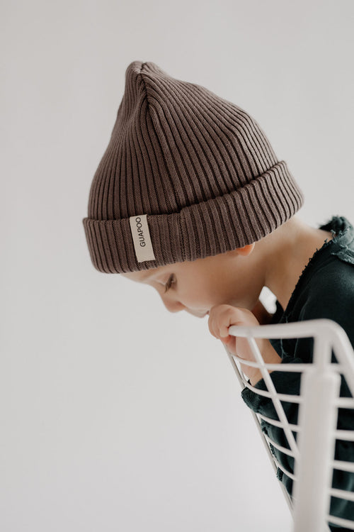HEAVY RIB BEANIE BROWN