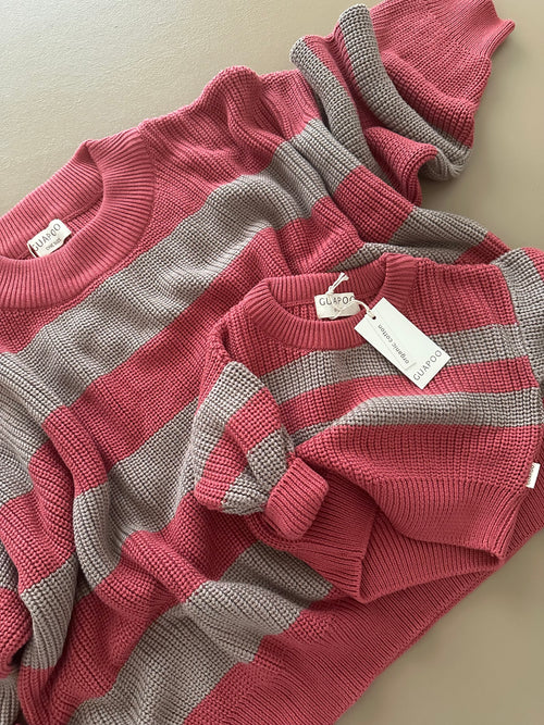 (ADULT) MOM CHUNKY SWEATER BERRY EARTH