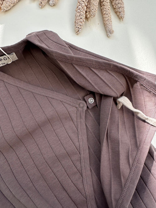 WRAP RIB ROMPER BROWN