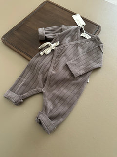 WRAP RIB ROMPER BROWN