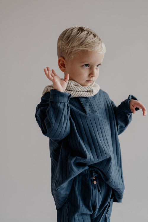 ORGANIC RIB LONGSLEEVE DEEP BLUE