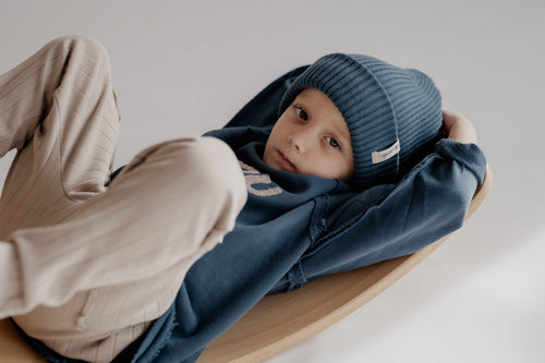 HEAVY RIB BEANIE DEEP BLUE