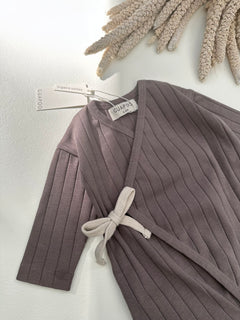 WRAP RIB ROMPER BROWN