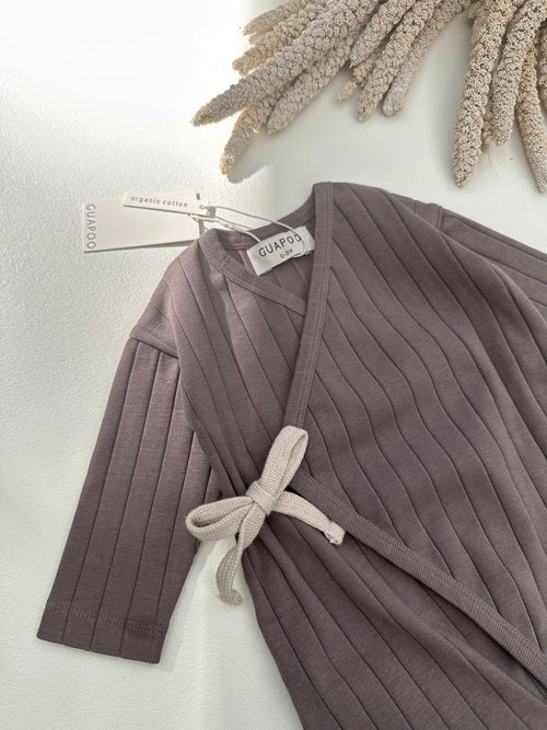 WRAP RIB ROMPER BROWN
