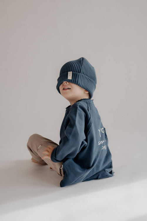 HEAVY RIB BEANIE DEEP BLUE