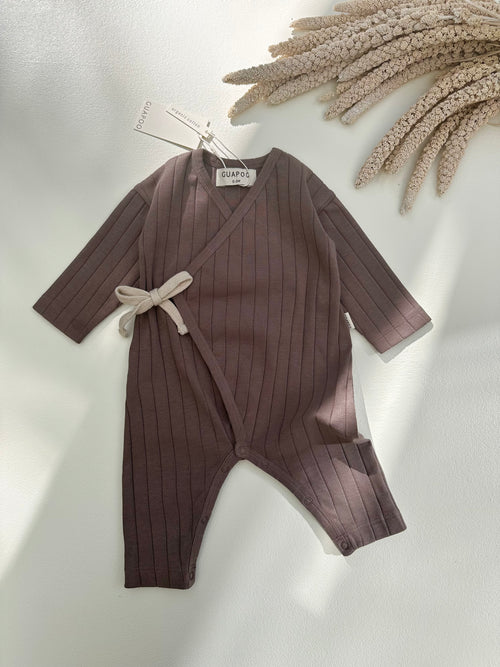 WRAP RIB ROMPER BROWN