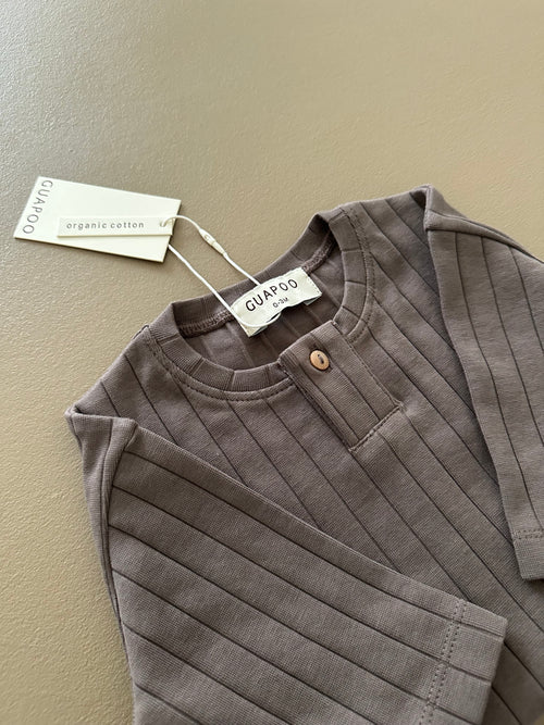 ORGANIC RIB LONGSLEEVE BROWN
