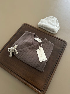 WRAP RIB ROMPER BROWN