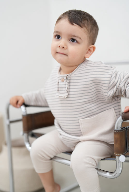 POCKET SWEATER | GRAY STRIPES