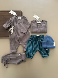 WRAP RIB ROMPER BROWN