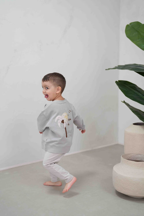 SWEAT LEGGINGS | GRAY STRIPES