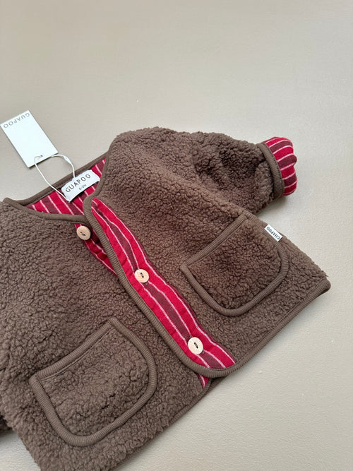 REVERSIBLE TEDDY JACKET RED STRIPES