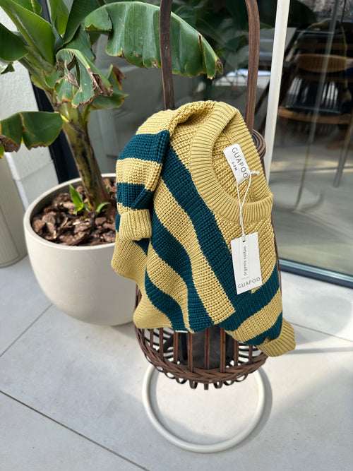 CHUNKY SWEATER MARZIPAN PINE STRIPES