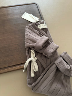 WRAP RIB ROMPER BROWN