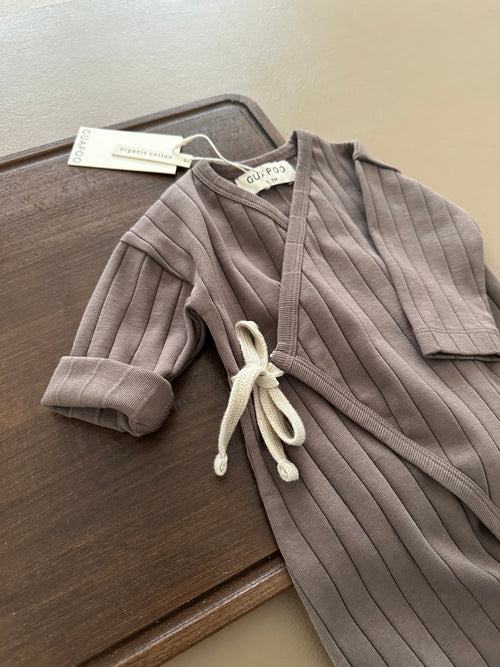 WRAP RIB ROMPER BROWN