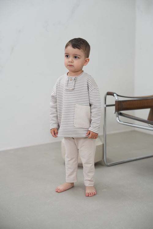 POCKET SWEATER | GRAY STRIPES