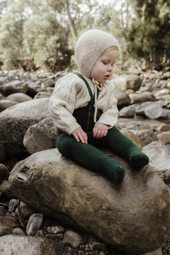 TEDDY STRUMPFHOSE mit TRÄGERN | DARK FOREST GREEN