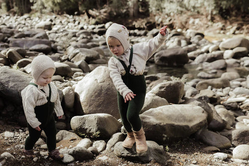 TEDDY STRUMPFHOSE mit TRÄGERN | DARK FOREST GREEN