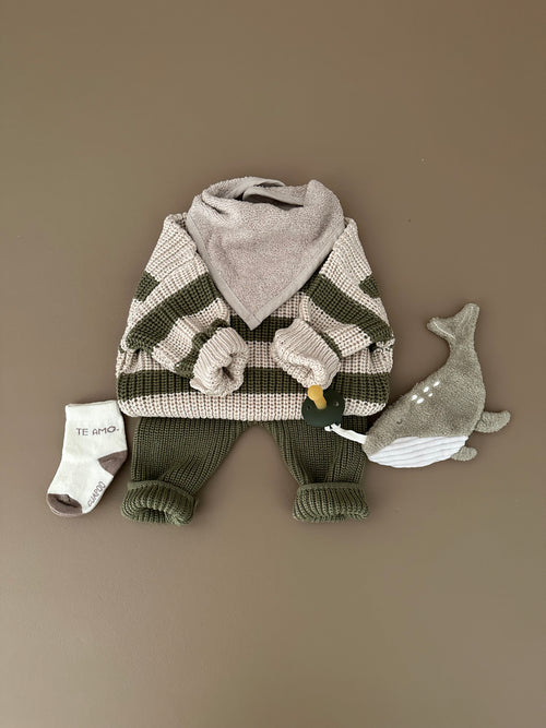 CHUNKY SWEATER | KHAKI STRIPES