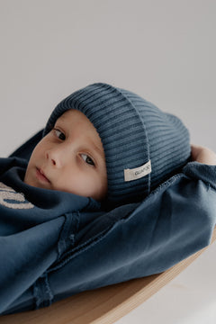 HEAVY RIB BEANIE DEEP BLUE