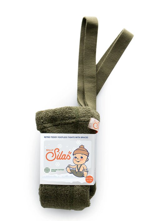 TEDDY STRUMPFHOSE mit TRÄGERN (ohne Fuss) | OLIVE