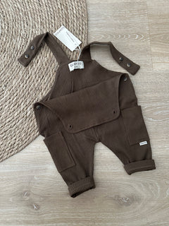 RIB DUNGAREES | CHOCOLATE