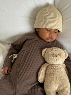 WRAP RIB ROMPER BROWN
