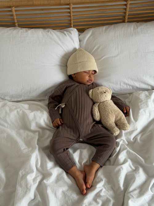 WRAP RIB ROMPER BROWN