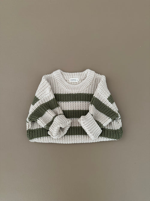 CHUNKY SWEATER | KHAKI STRIPES