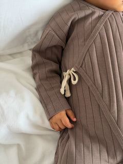 WRAP RIB ROMPER BROWN