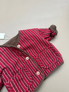 REVERSIBLE TEDDY JACKET RED STRIPES