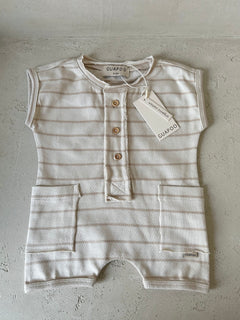 COZY SUMMER ROMPER | MOCHA STRIPES