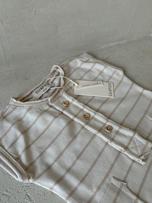 COZY SUMMER ROMPER | MOCHA STRIPES
