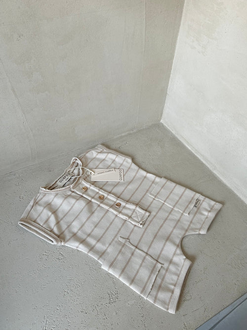 COZY SUMMER ROMPER | MOCHA STRIPES