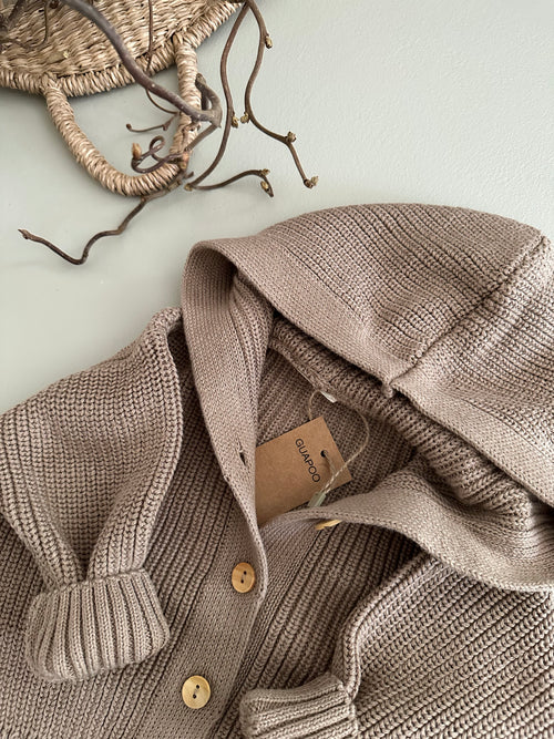 HOODED CARDIGAN | LATTE