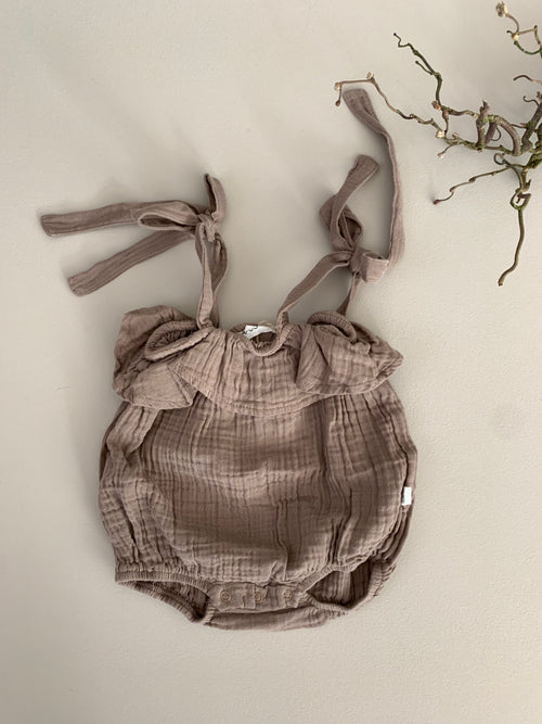 GIRLS SALOPETTE | TAUPE MUSLIN