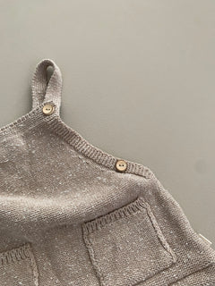 KNITTED SUMMER DUNGAREES | SAND MELANGE