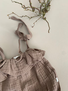 GIRLS SALOPETTE | TAUPE MUSLIN