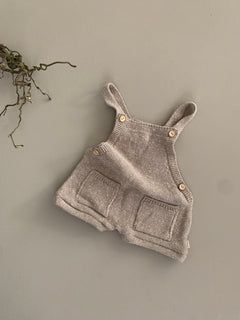 KNITTED SUMMER DUNGAREES | SAND MELANGE