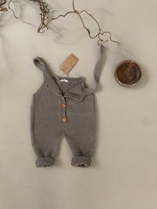 KNIT DUNGAREES | TAUPE GREY