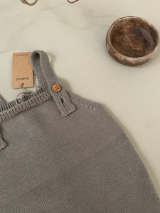 KNIT DUNGAREES | TAUPE GREY