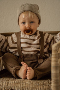 KNIT DUNGAREES | TOFFEE