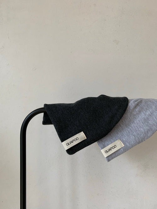 PULL ON RIB BEANIE GRAY MELANGE