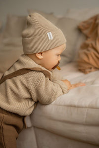 BUTTON KNIT SWEATER | BEIGE