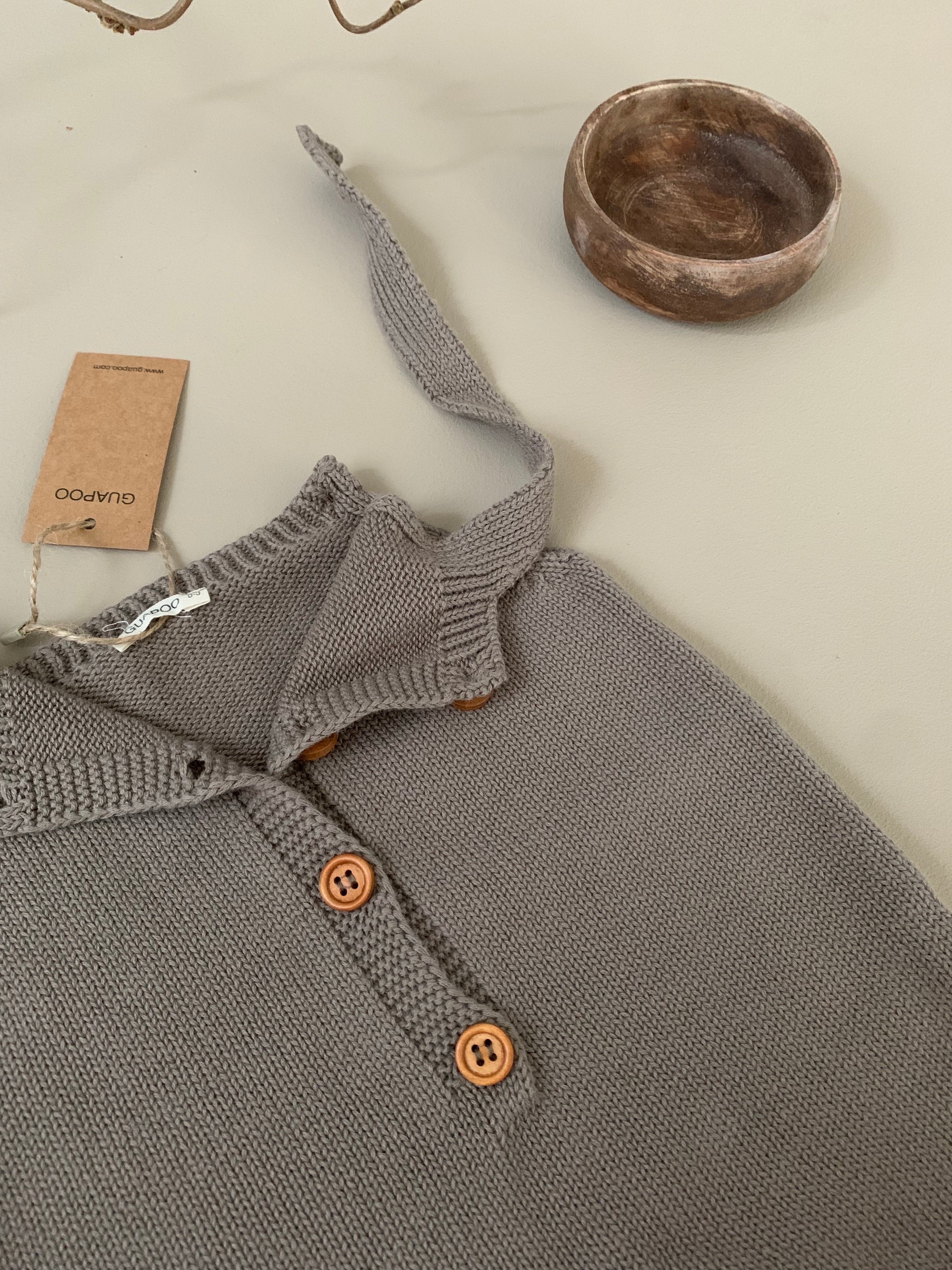 KNIT DUNGAREES | TAUPE GREY